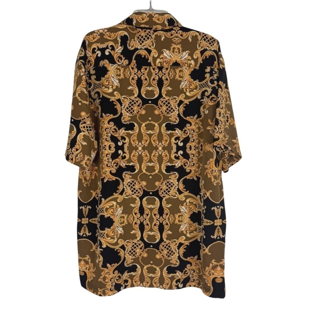 Baroque Gold Shirt Men's M Famous Italian Designer Style Short Sleeve 80's Mob - Picture 3 of 7
